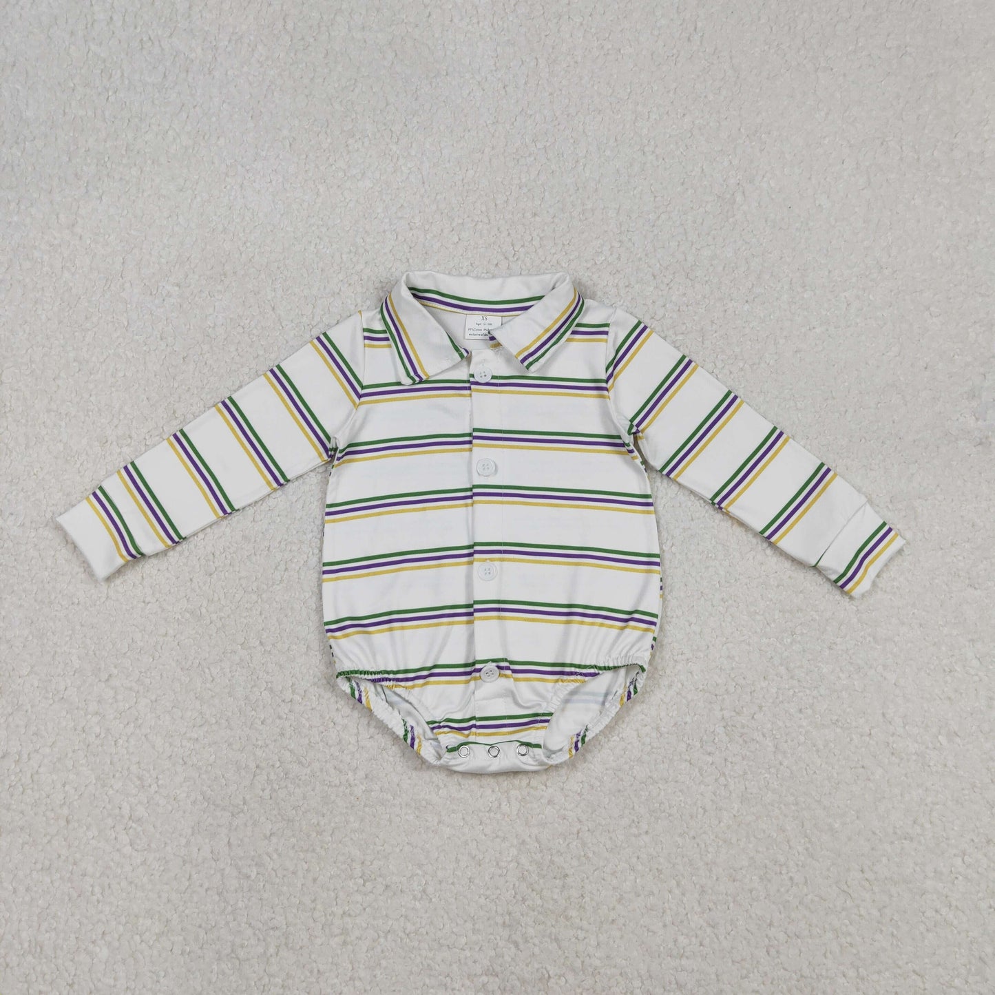 LR2880 Mardi Gras Long Sleeve Boys Romper