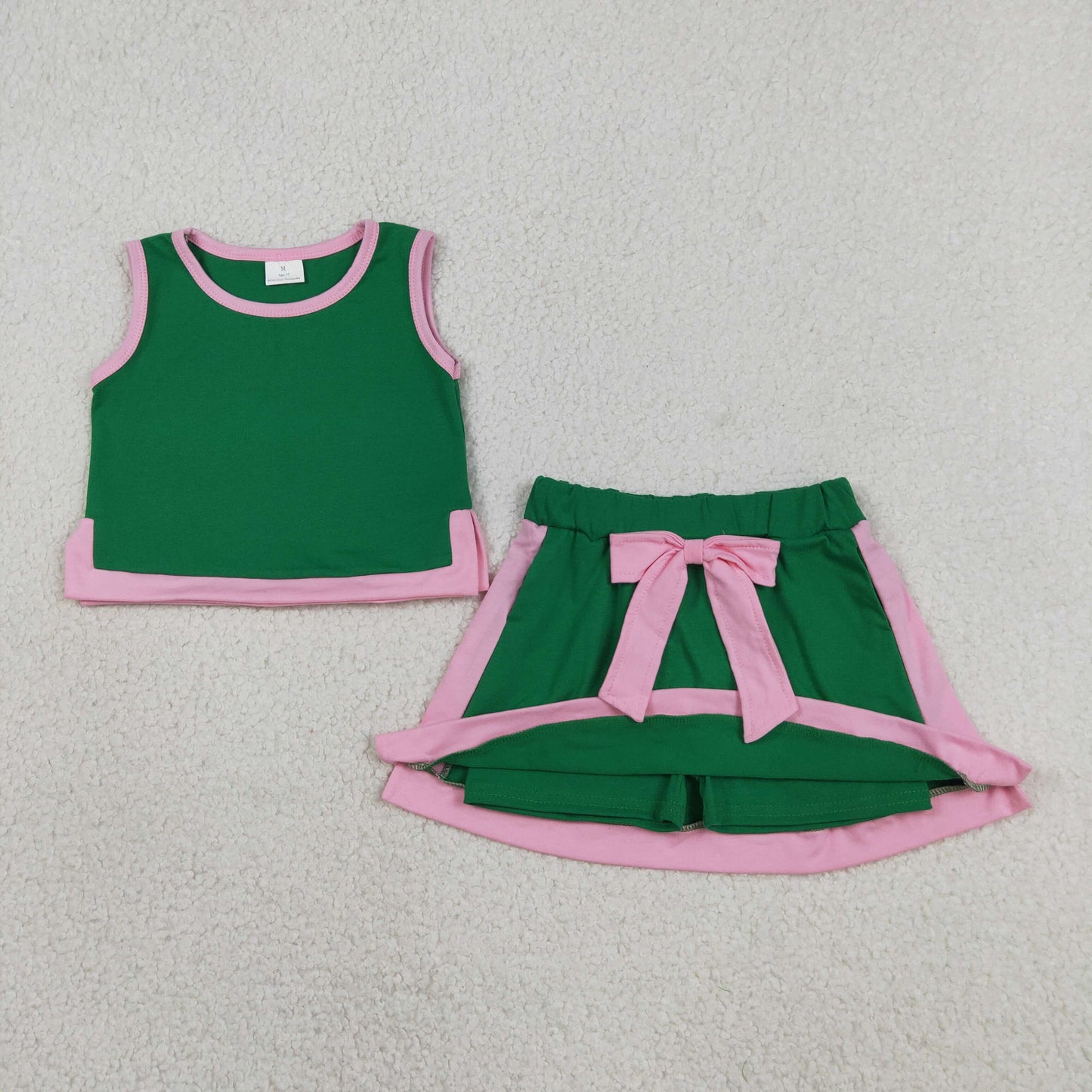 GSD3830 Green Sleeveless Skorts Girls Set