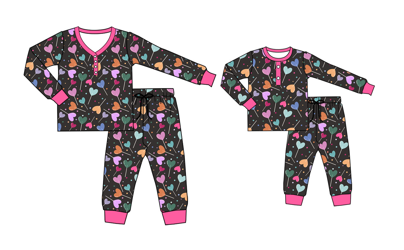 preorder GLP2276 Valentine's Day colorful heart long sleeve pants adult women pajamas