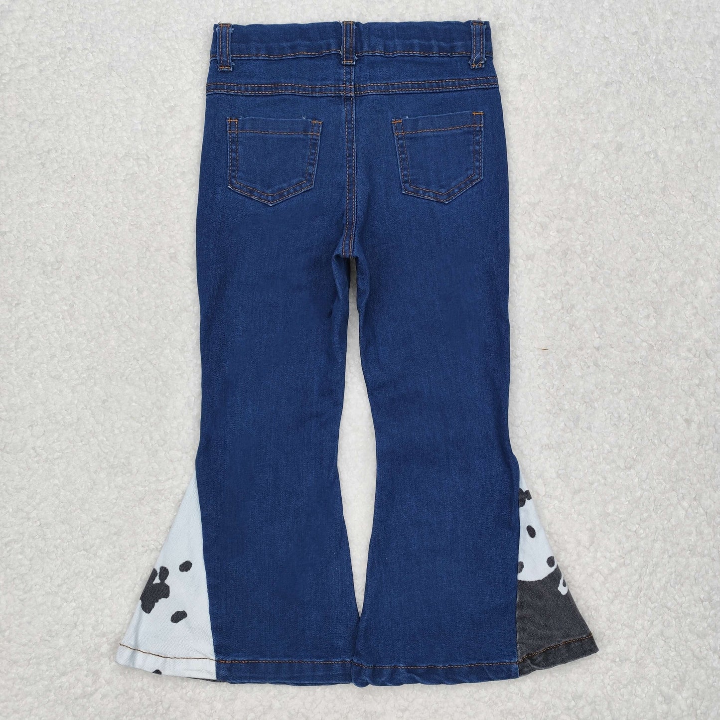 P0304 Cow print blue denim pants