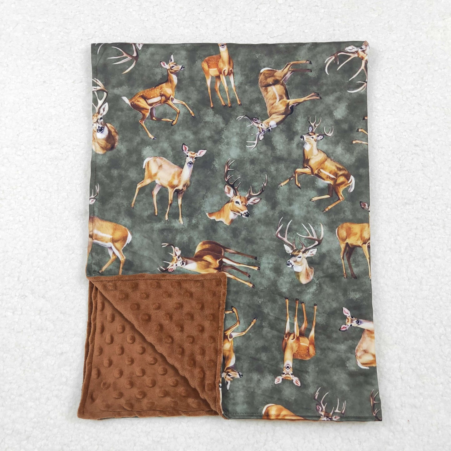 USA SHOP BL0168 hunting deer dark green baby blanket