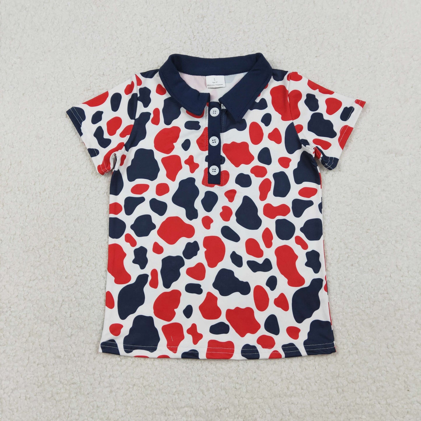 BT1657 July 4th Red Blue Camo Short Sleeve Boys Top