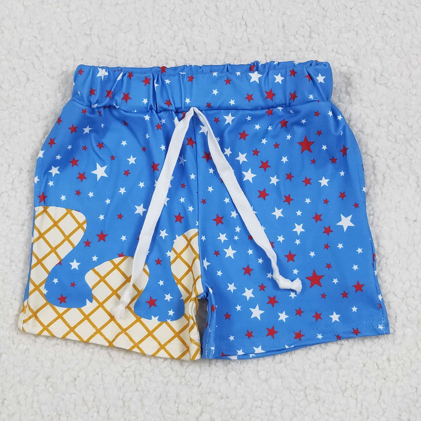 SS0611 July 4th dark blue star ice boys shorts