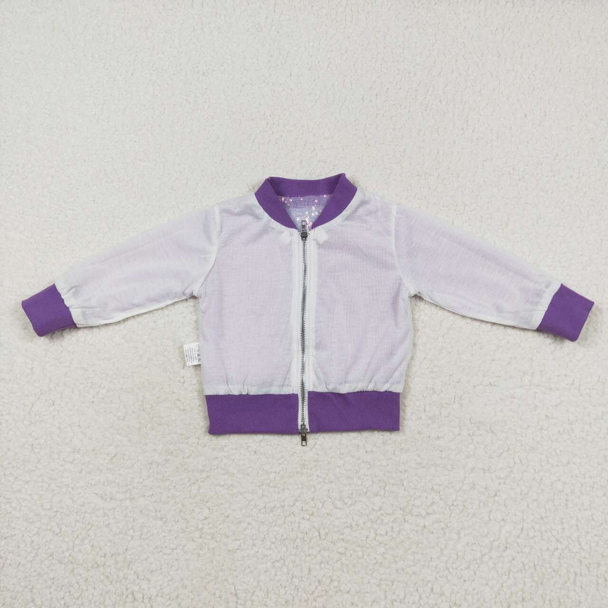GT0559 purple sequin long sleeve girls shiny coat