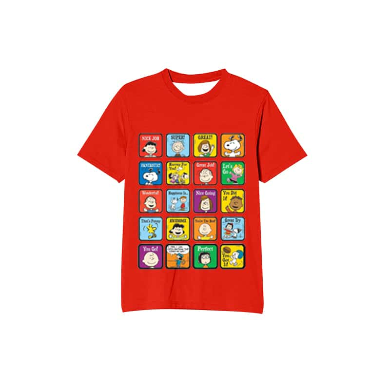 custom cartoon dog red short sleeve adult top