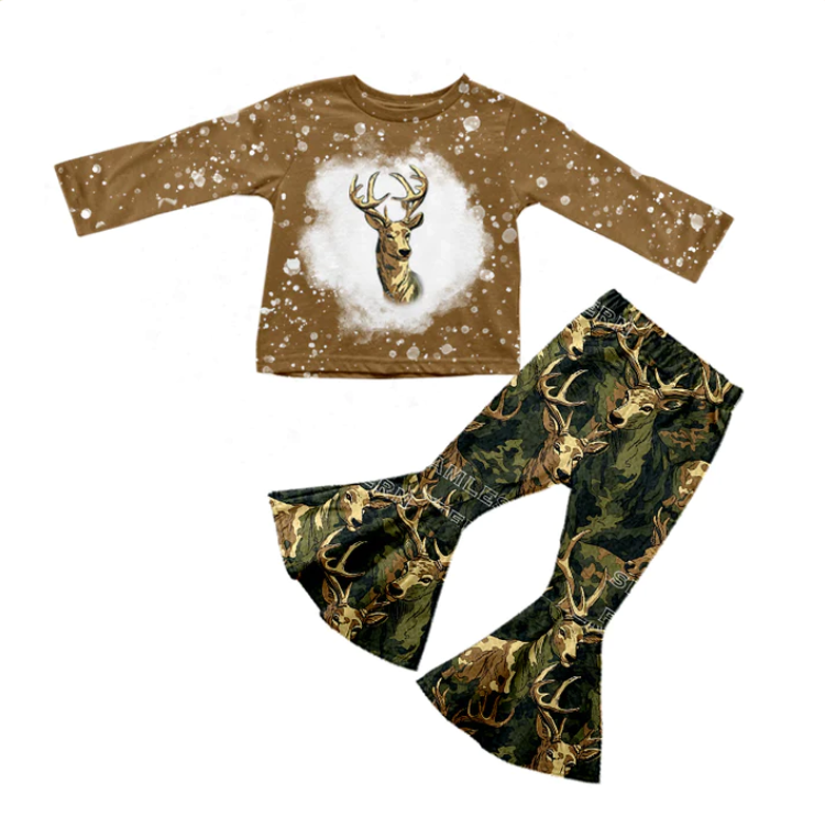 custom S 8.19 Hunt camo deer long sleeve pants girls set