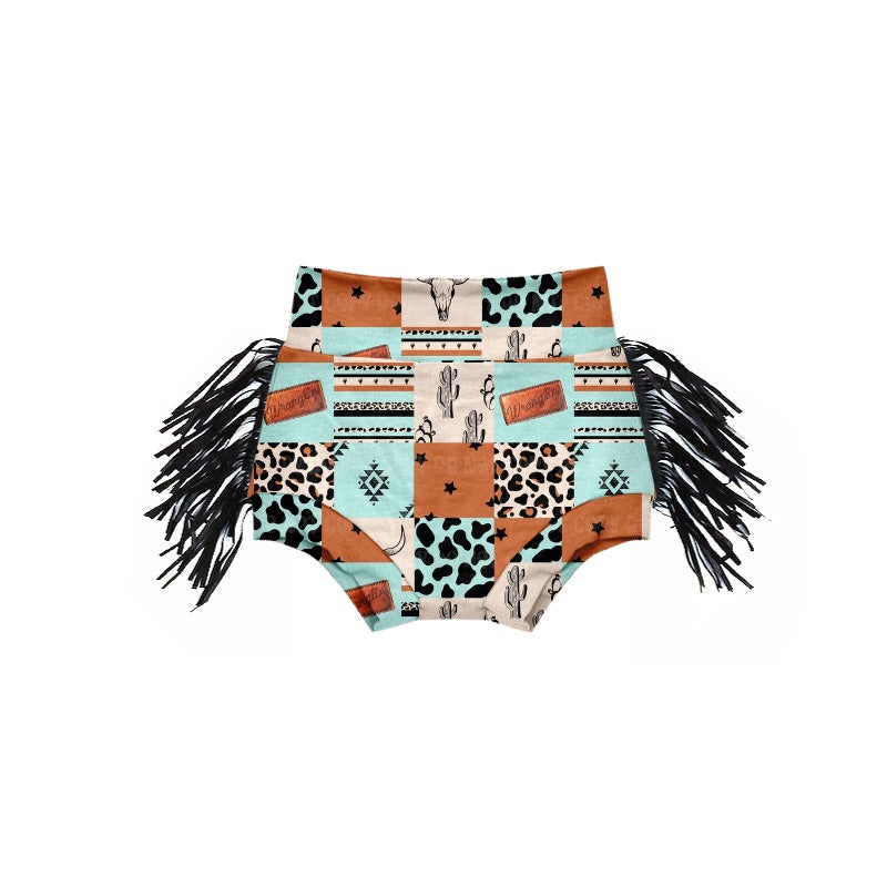 custom Western cow print Aztec tassels bummies