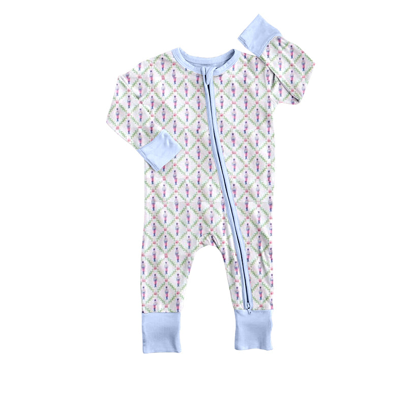 custom Christmas dance girl blue long sleeve zipper boys romper