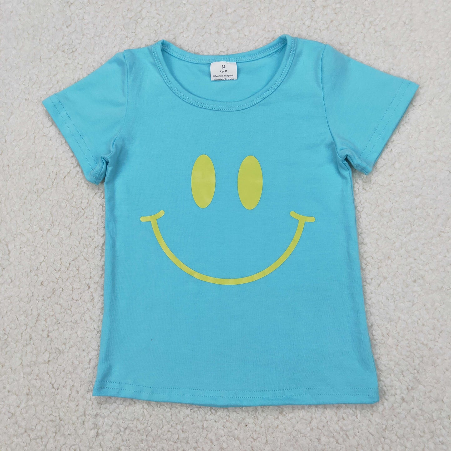 GT0960 smile blue short sleeve girls top