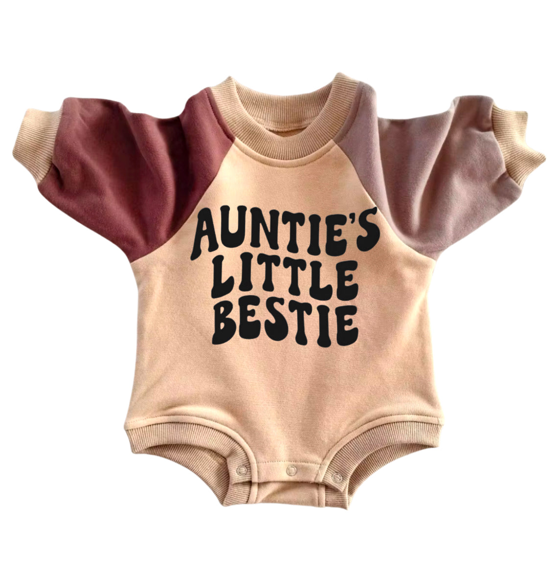 custom moq 3 auntie's little bestie long sleeve baby romper
