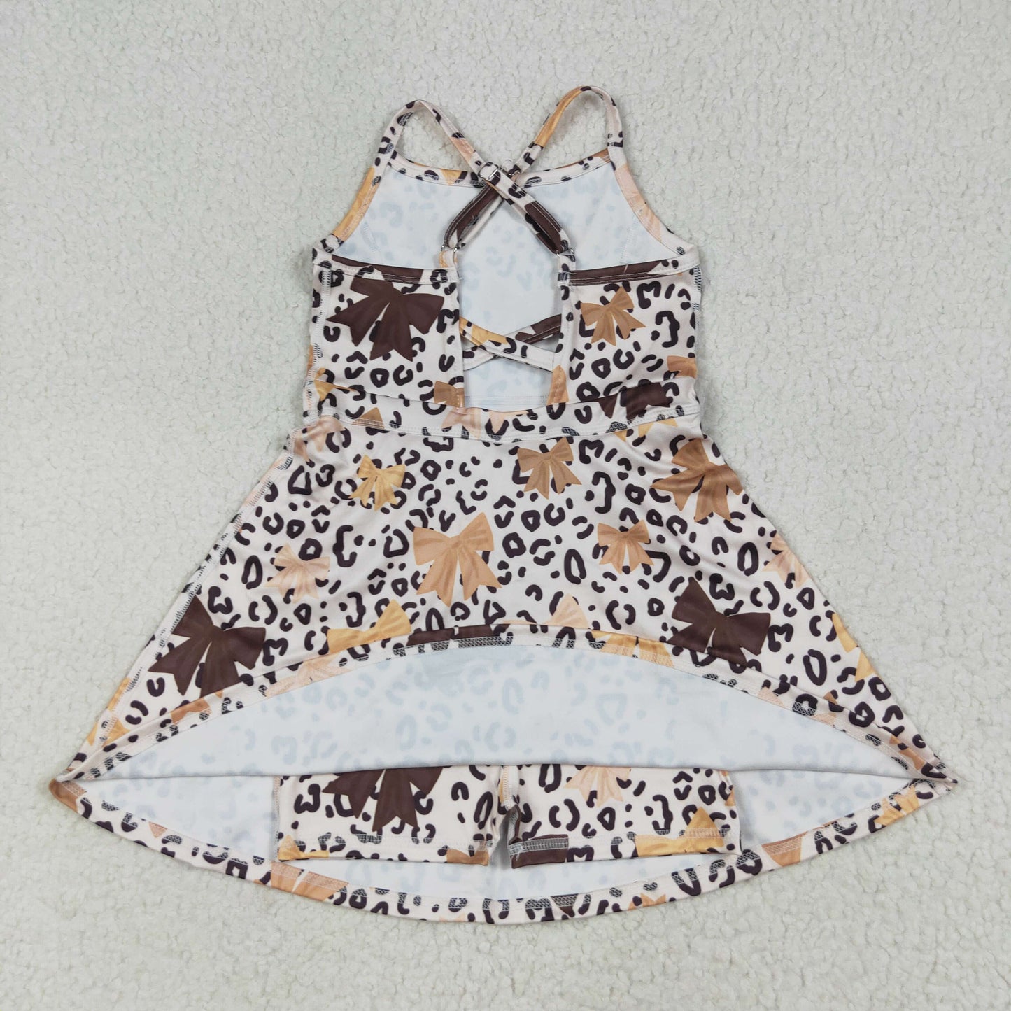 GSD2649 yoga brown leopard bows girls dress skorts