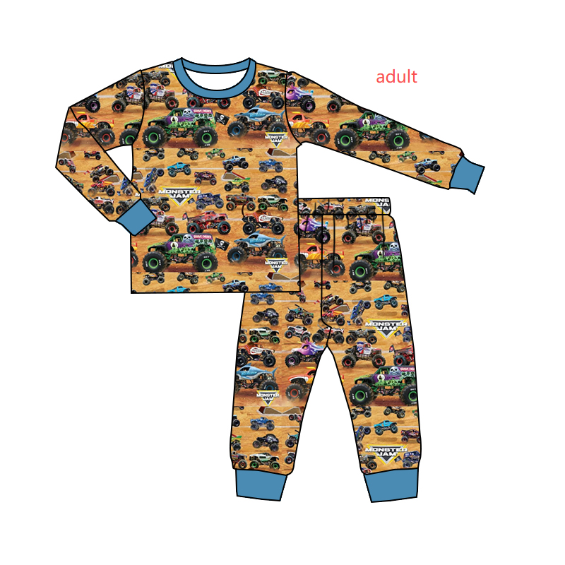 custom cartoon car long sleeve green pants adult man pajamas