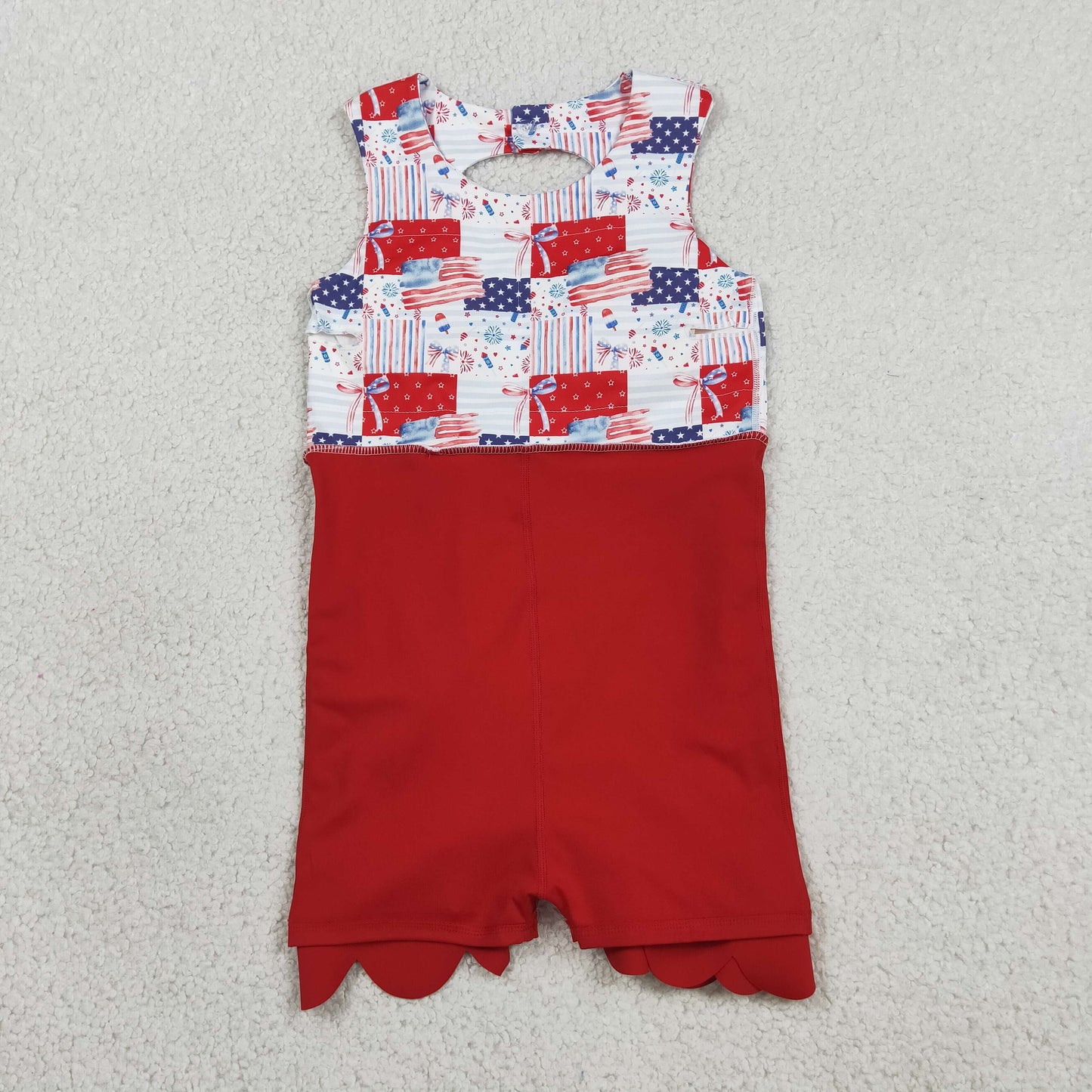 GSD3945 July 4th Flag Bows Sleeveless Skorts Girls Dress
