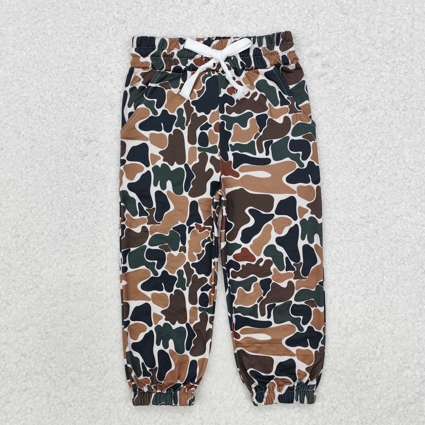 P0650 dark brown camo boys milk silk pants