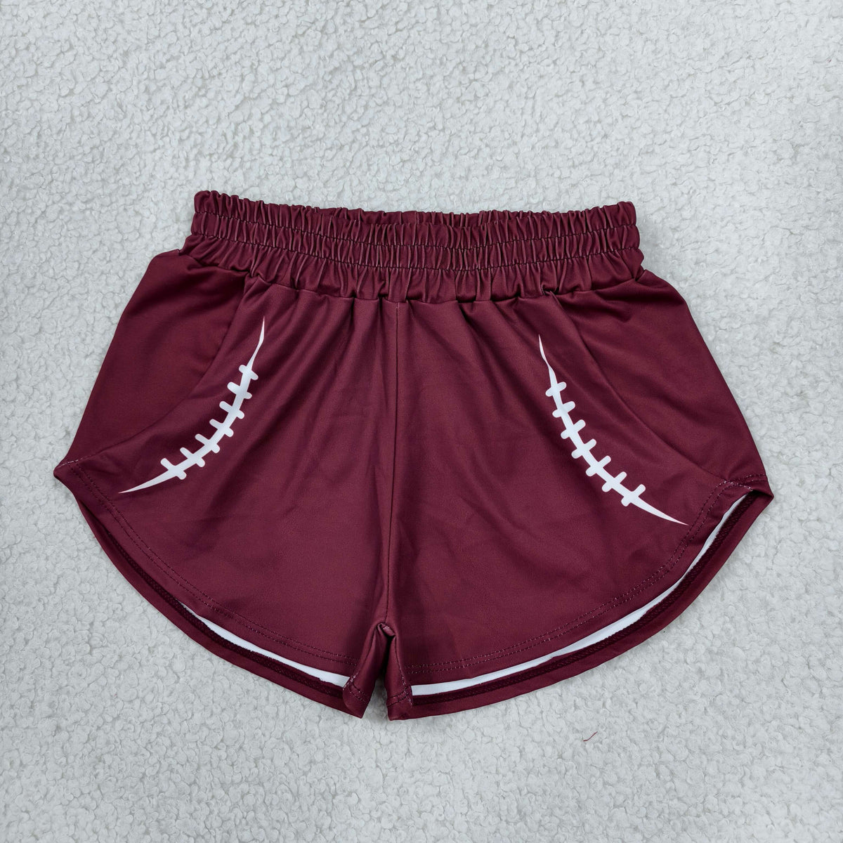 SS0913 Yoga Maroon Baseball Girls Shorts