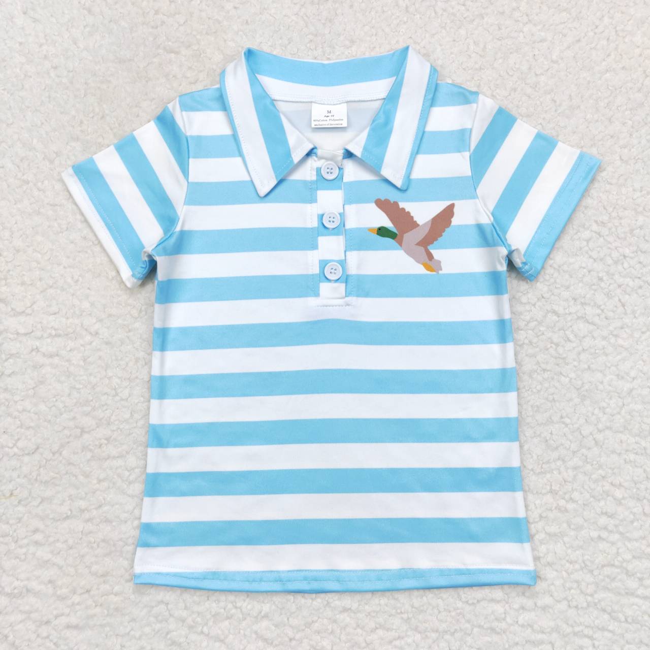 BT0338 Duck blue striped boys polo shirt