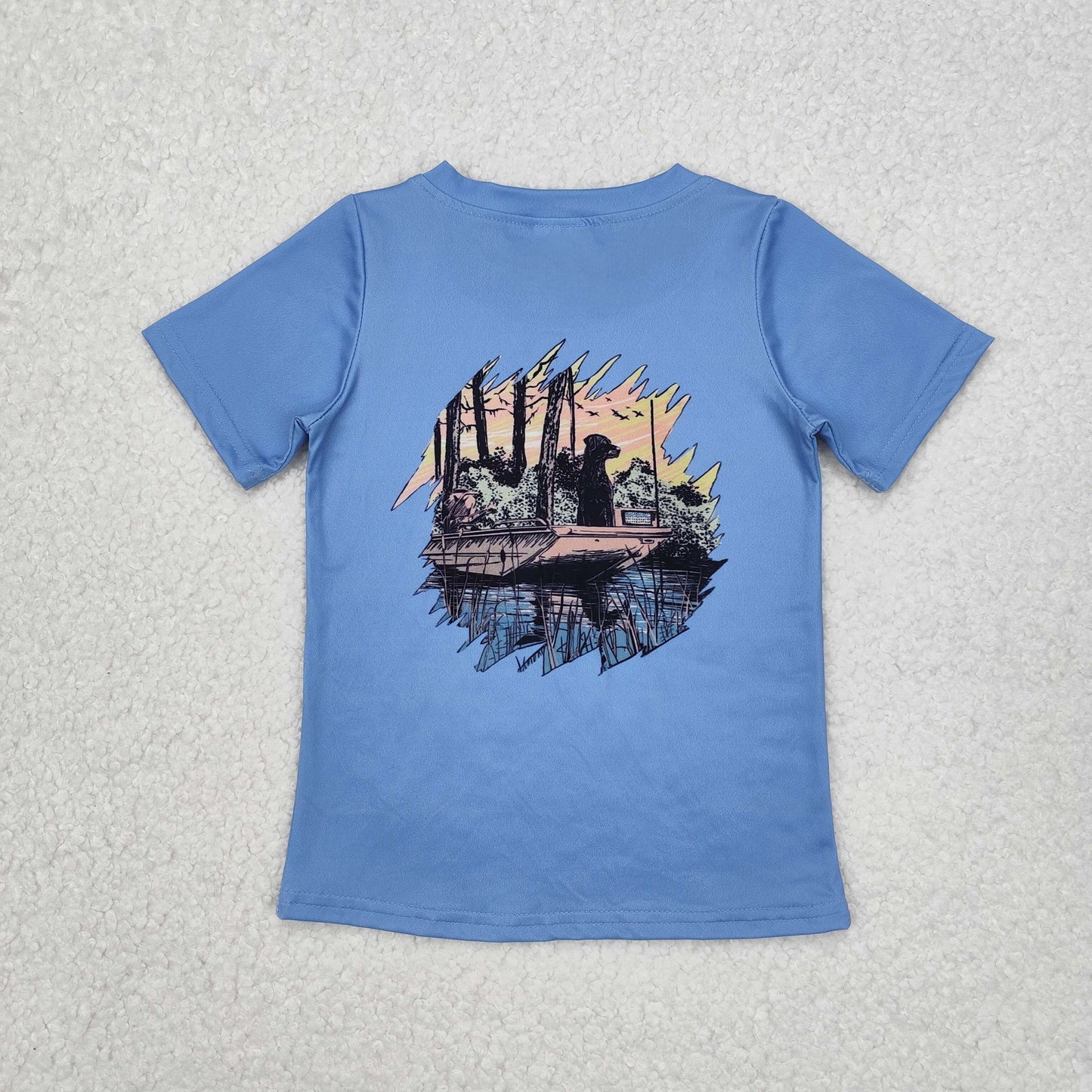 BT1082 hunting season dog blue short sleeve boys top