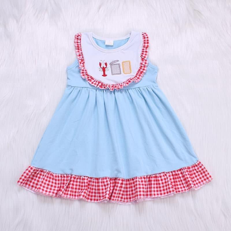 preorder GSD0892 Crayfish blue sleeveless girls dress