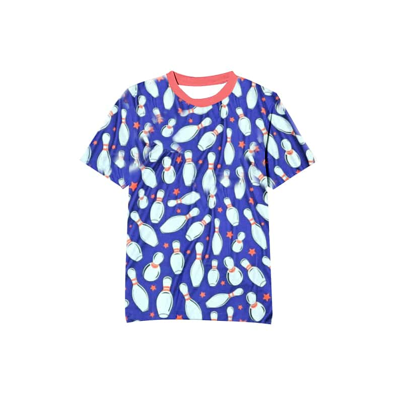 custom bowling blue short sleeve adult women top