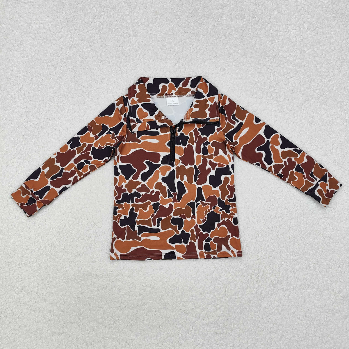 BT0956 dark brown camo long sleeve boys pullover