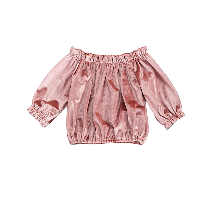 (pre order) GT0197 Pink Velvet Girls Top