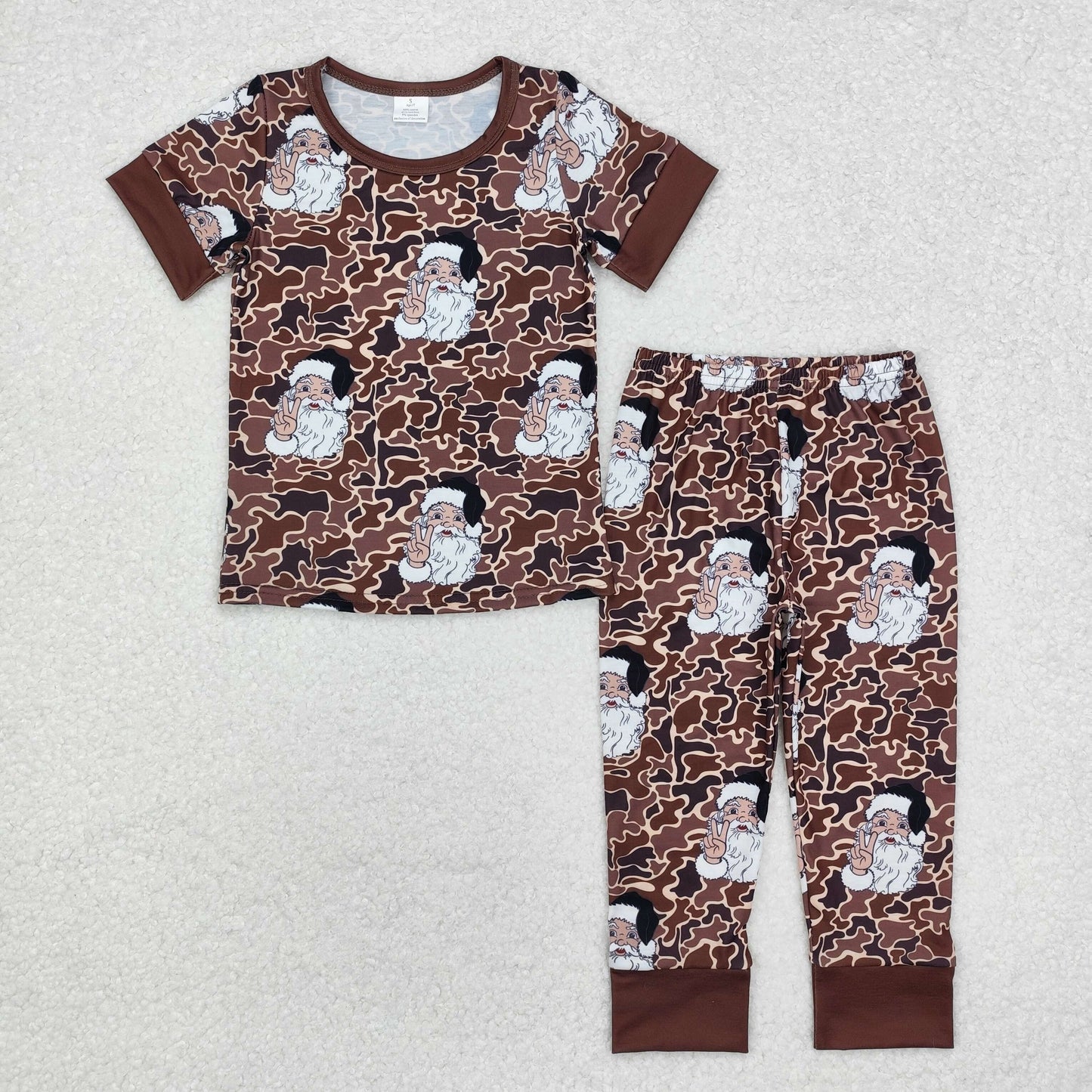 USA SHOP BSPO0480 Christmas Santa brown camo short sleeve pants boys set