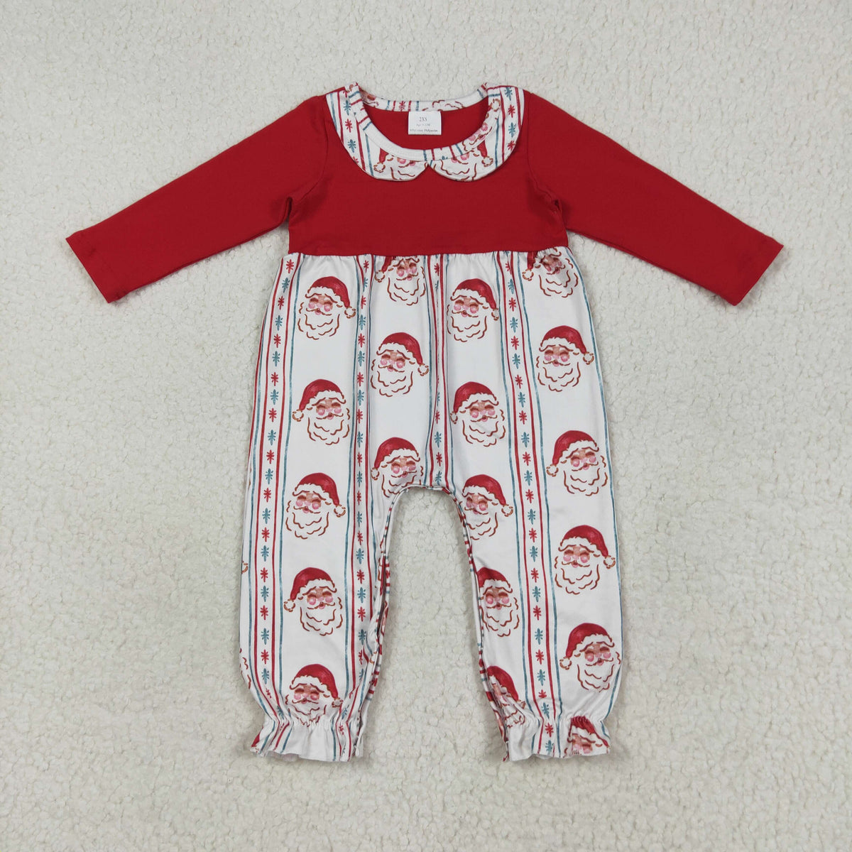 LR2331 Christmas Santa red long sleeve girls romper