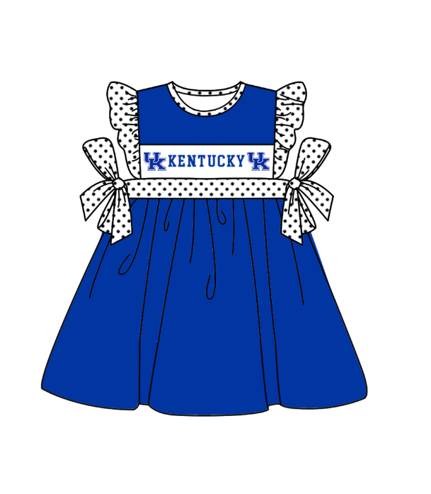 Custom Moq 3 Football Team Kentucky Blue Flutter Sleeve Girls Dress