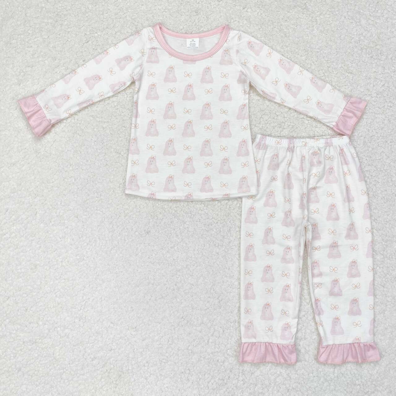 GLP1311 bamboo Halloween spooky pink long sleeve pants girls pajamas
