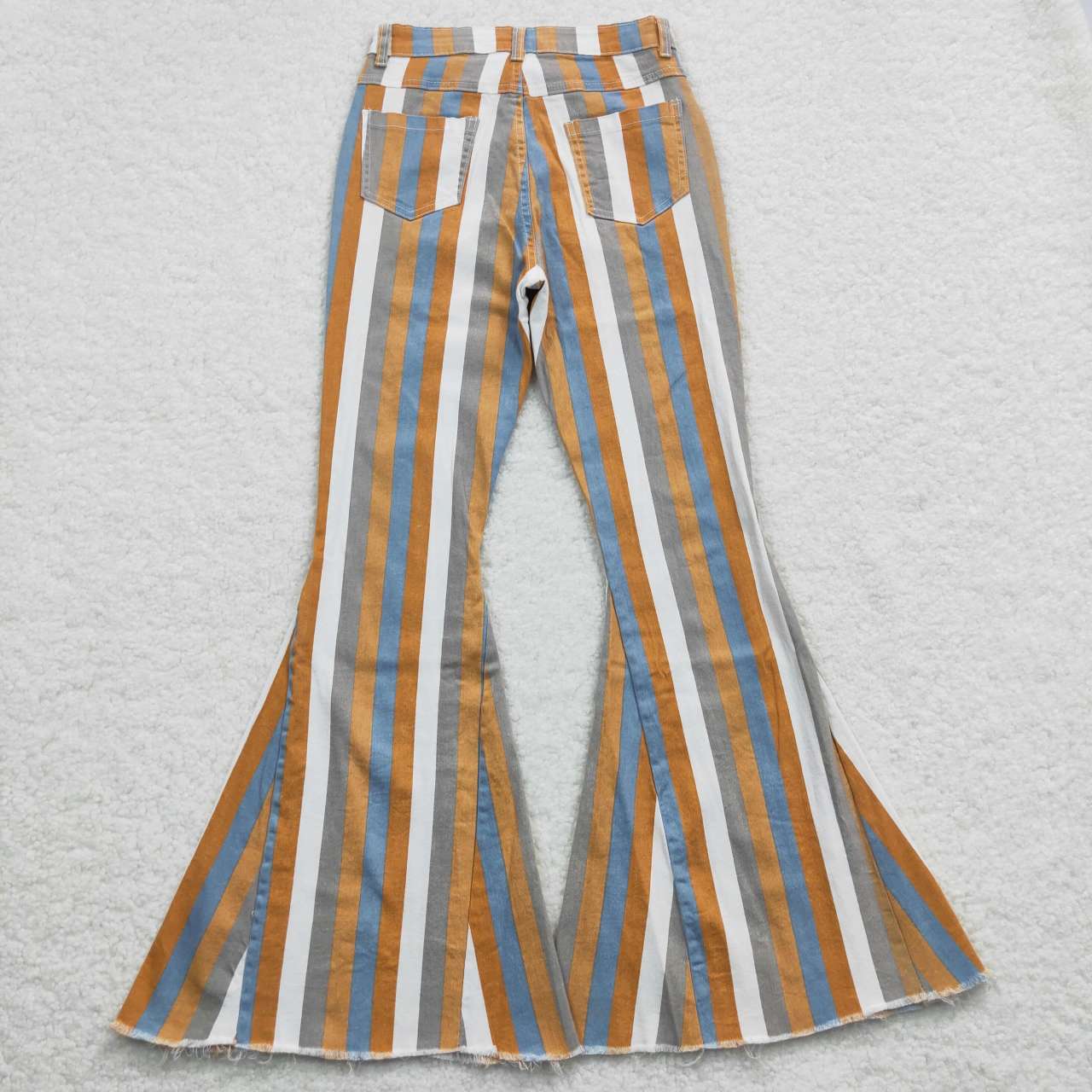 P0153 Orange & Grey Striped Adult Denim Jeans