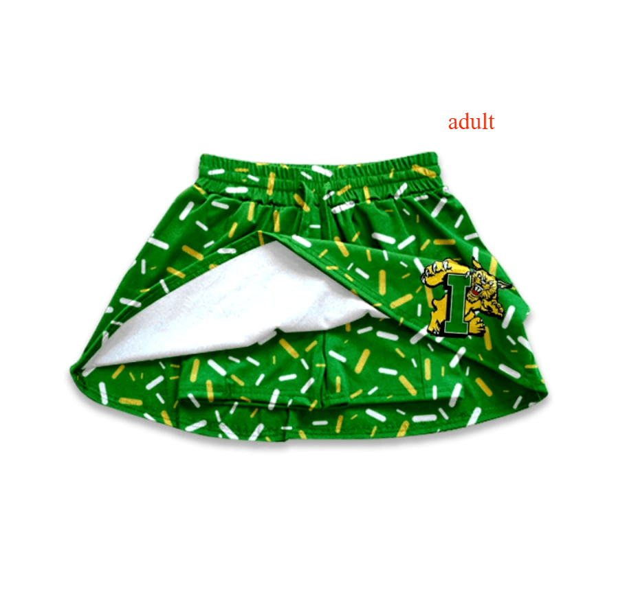 Custom Moq 3 football team green ice adult woomen skort