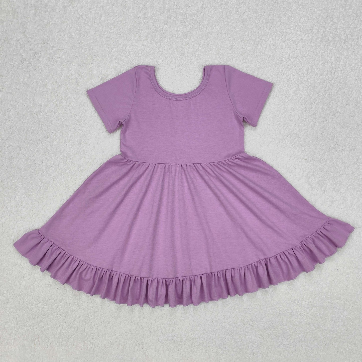GSD1914 purple cotton short sleeve girls dress