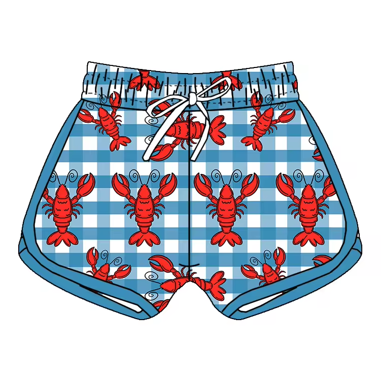 custom style crayfish blue checkered girls shorts