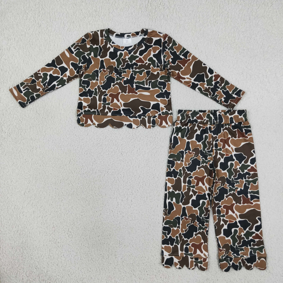 GLP3662 Scallop Hunting Camo Long Sleeve Pants Girls Set