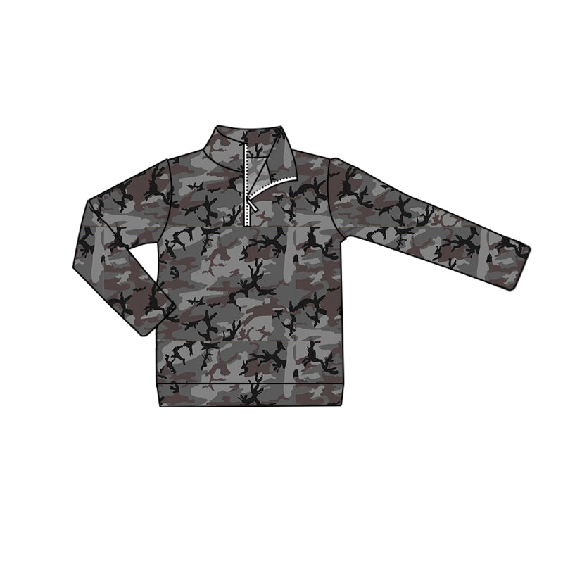 preorder BT0718 dark grey camo long sleeve boys pullover