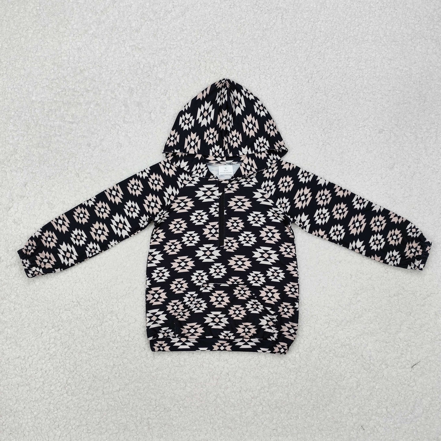 BT0875 Western Aztec black long sleeve hoodie boys pullover boys top
