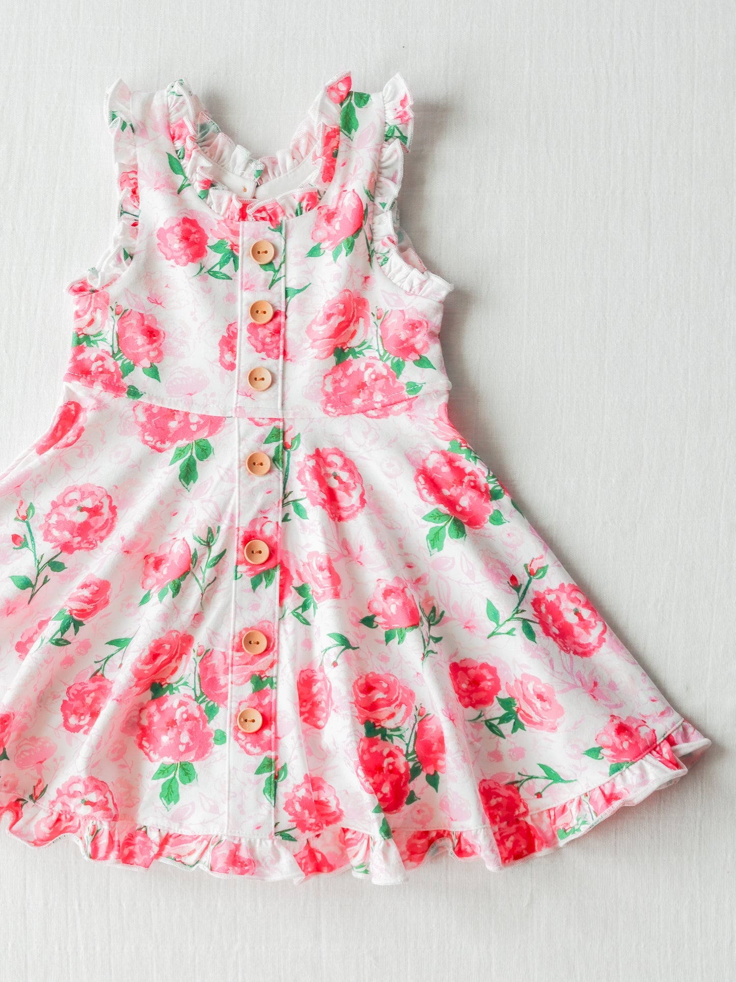 custom pink flowers girls dress Summer (moq 3) tat 6-8 weeks