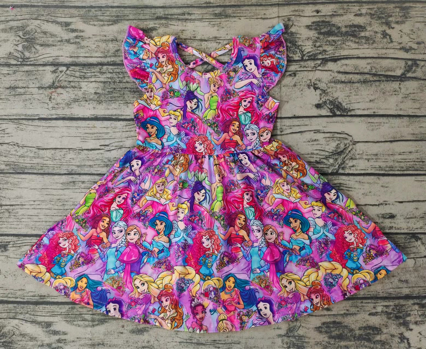 GSD0049 Princess Cartoon Flutter Sleeve Twirl Dress