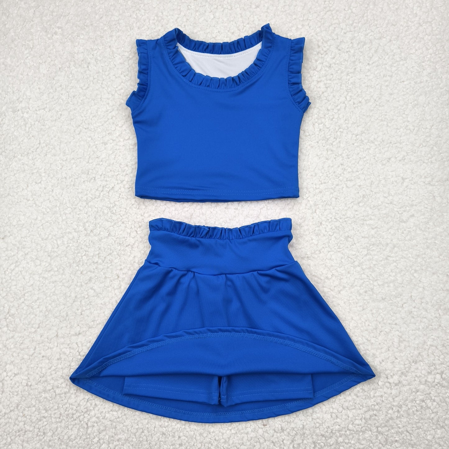 GSD2391 yoga navy blue sleeveless skirt girls set