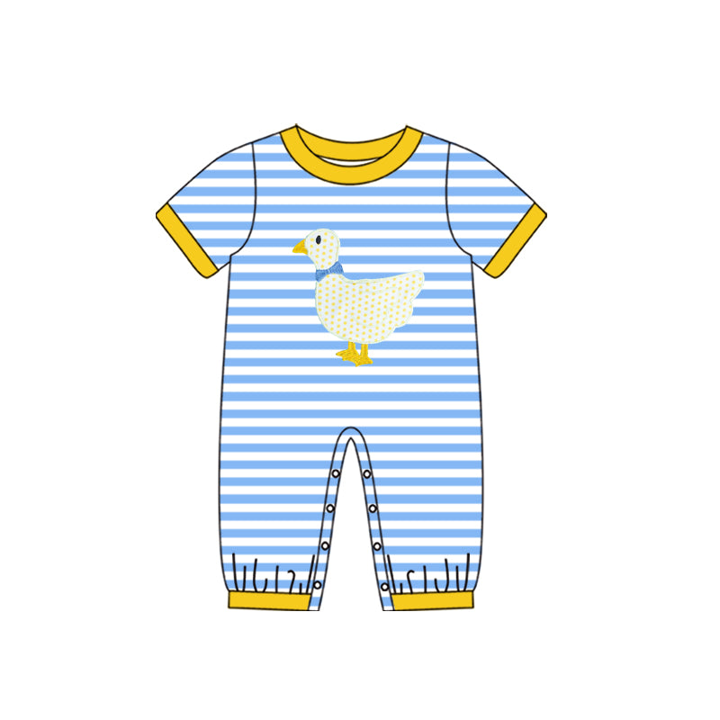 preorder SR0559 Cute duck blue striped short sleeve boys romper