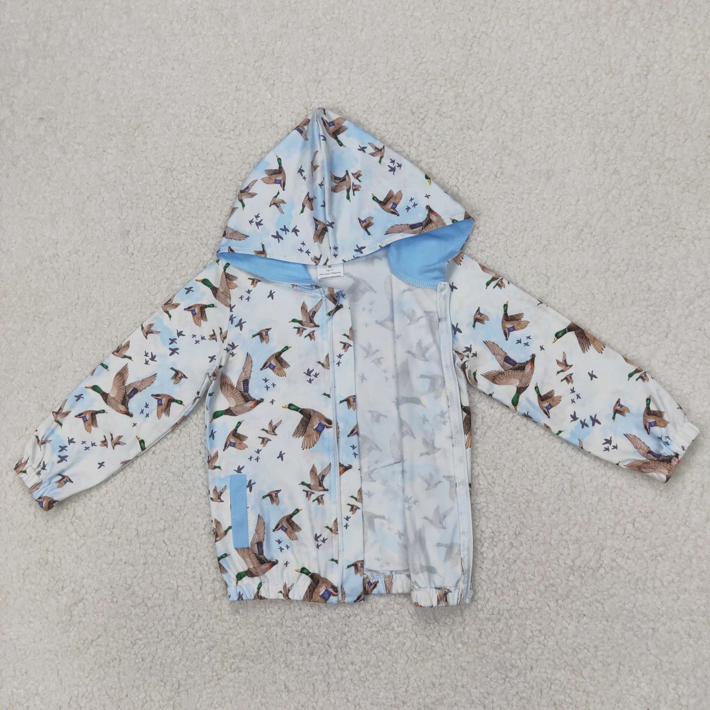 GT0875 cute mallard duck zipper hoodie girls coat