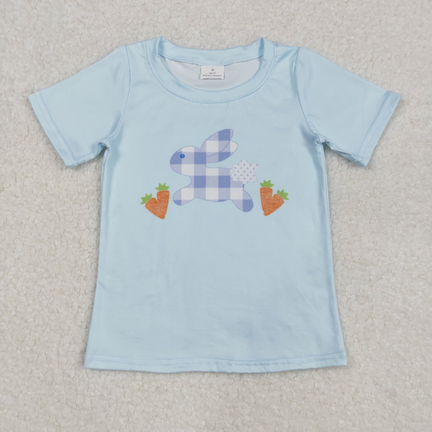 BT1166 Easter bunny rabbit carrot blue short sleeve boys top