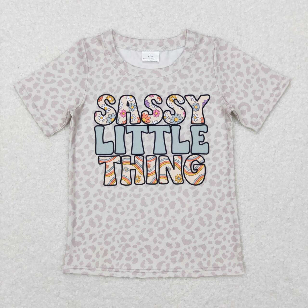 GT0401 Sassy little thing leopard short sleeve kids top