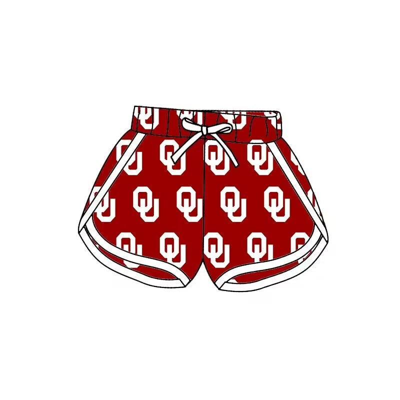 custom S OU red girls shorts