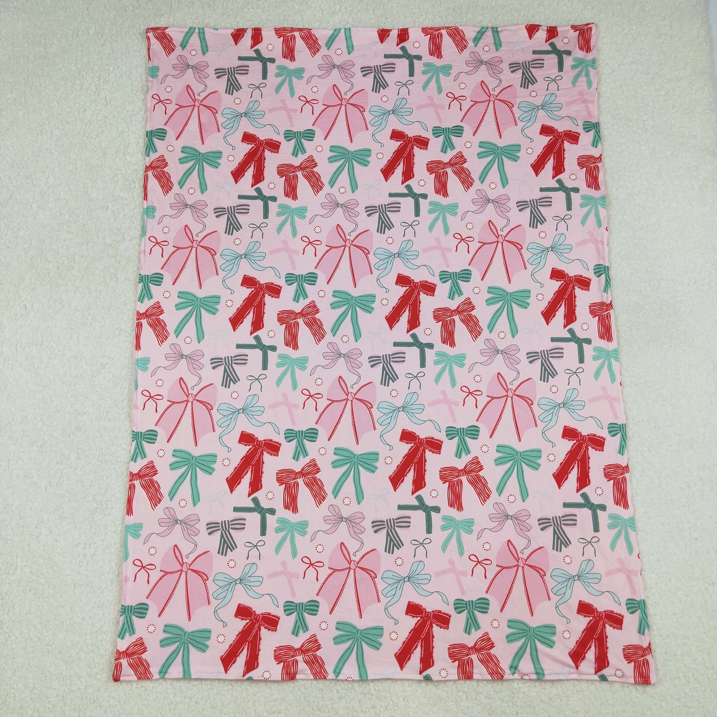 BL0218 red/green bows baby blanket