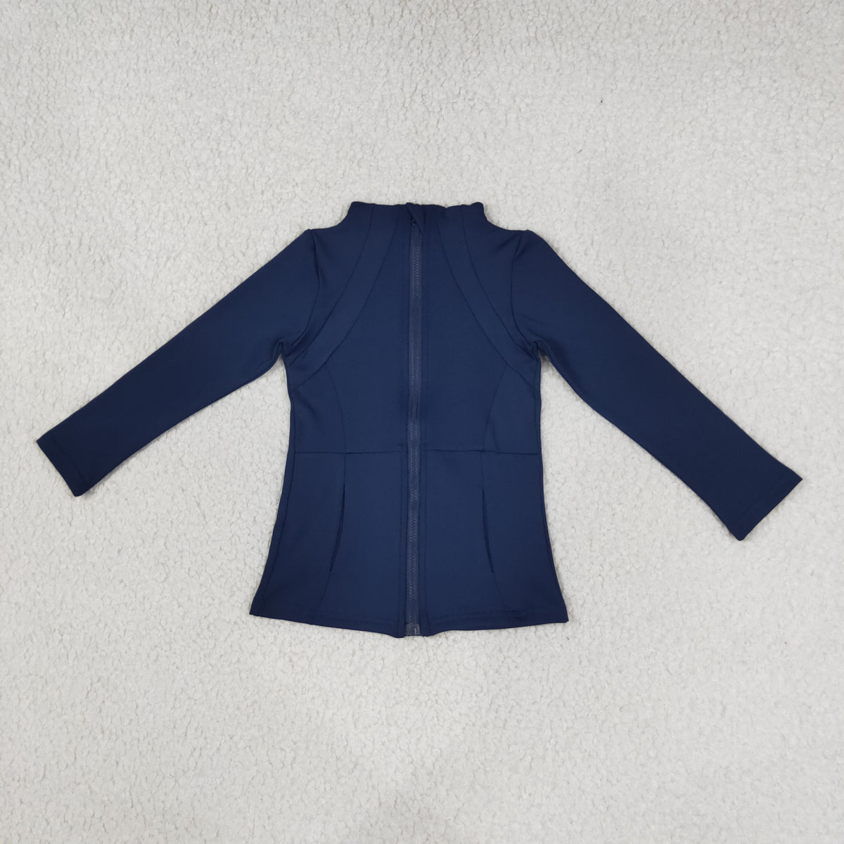 GT0677 Navy Blue Yoga Zipper Long Sleeve Girls Coat