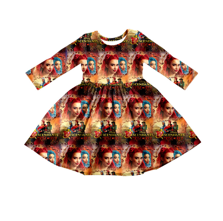 custom Halloween witch long sleeve girls dress