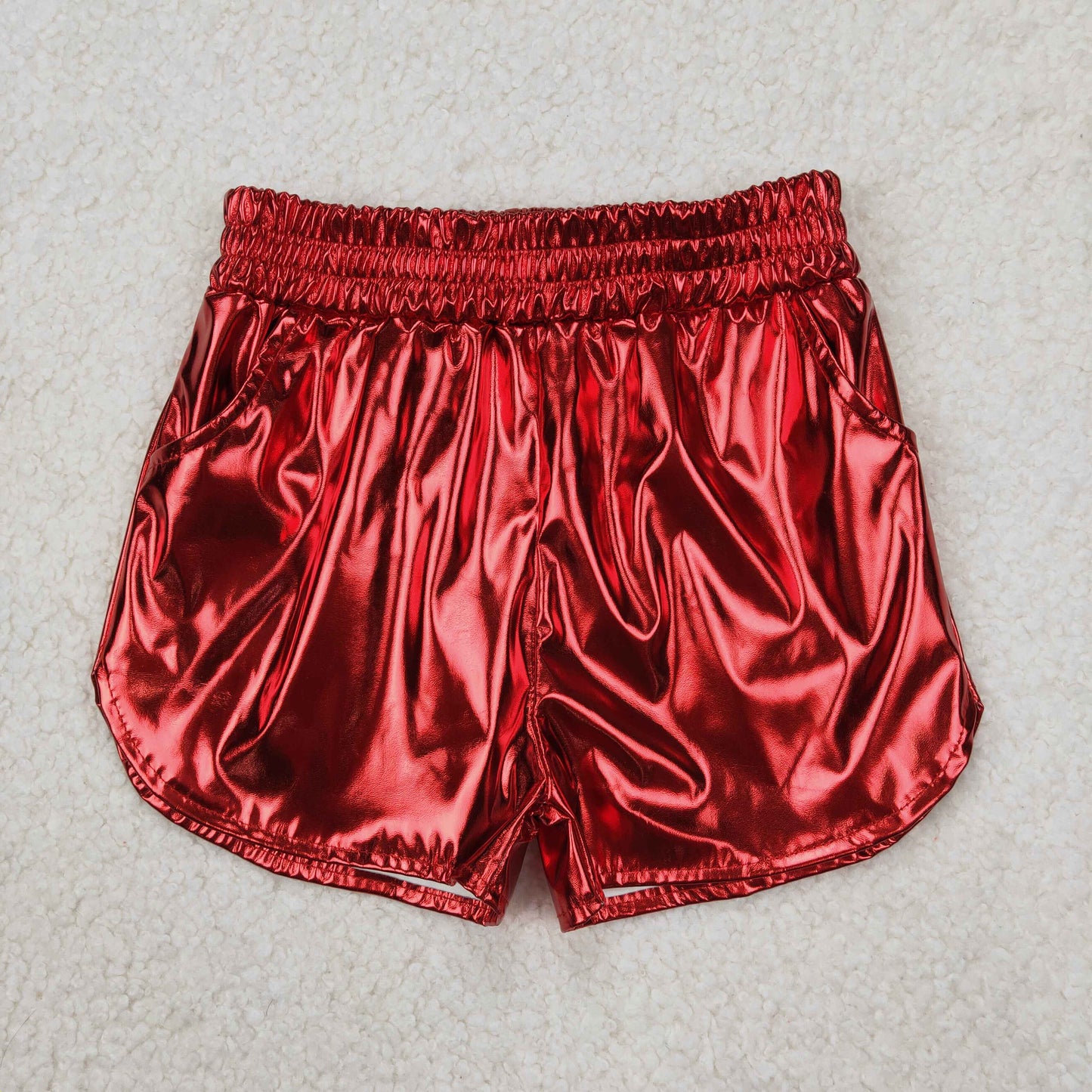 SS0415 Red Leather Girls Shorts