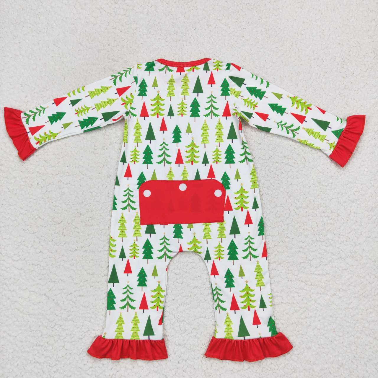 LR0626 Christmas tree green long sleeve girls romper