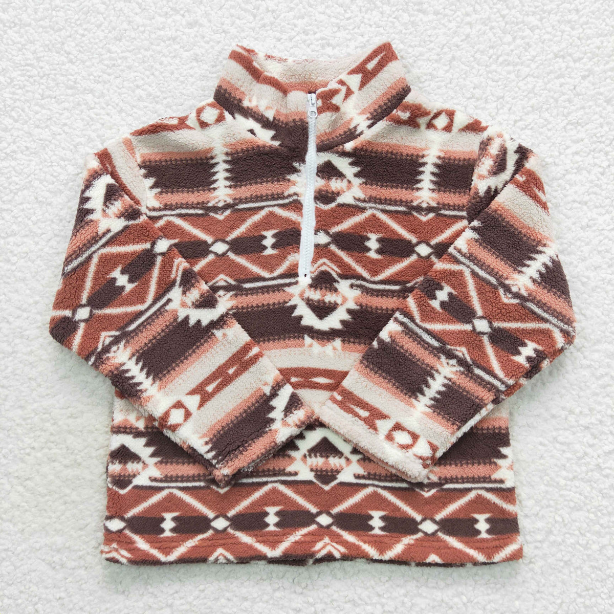 Aztec long sleeve kids plush pullover